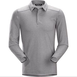 Arc’teryx Captive Long Sleeve Polo Shirt Men’s Large Gray Snap Button